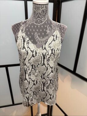 Express Black and White Snake-Print Satin Cami